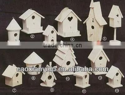 Bird House Stake bird house wooden craft Miniature Wooden Birdhouses