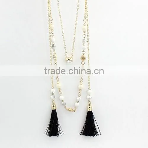 Latest design fashion 18k gold color gemstone necklace