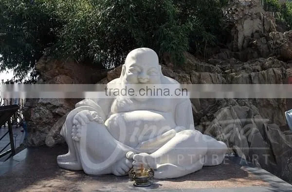 Chinese stone antique hand made carved marble laughing buddha garden statues
