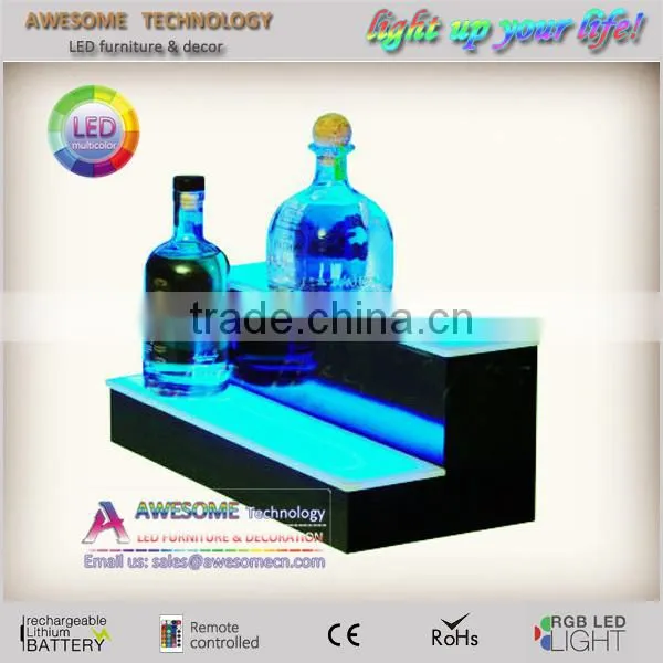 modern led stairs illuminated wedding liquor bottle display shelf