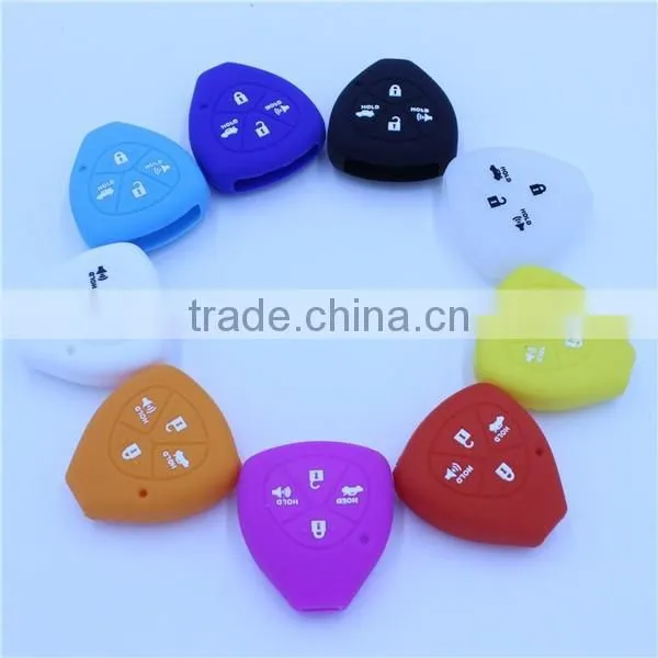 Triangle shaped Silicone car key shell with led light hole. fob key case for toyota 4 buttons