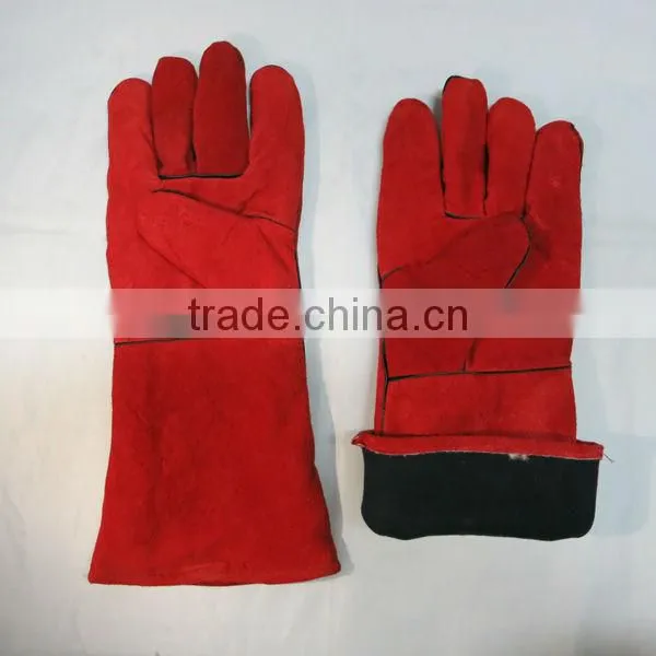 Red Safety Leather Welding Gloves