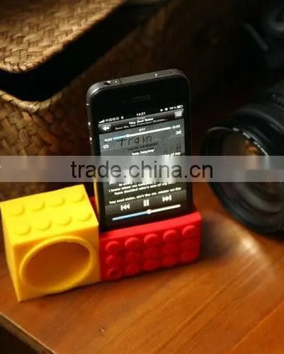 Rubik's cube silicone football speaker for i phone Silicone mobile phone holder horn stand