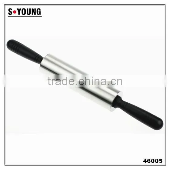 46018 silicone dough pastry flour rolling pin with wooden handle