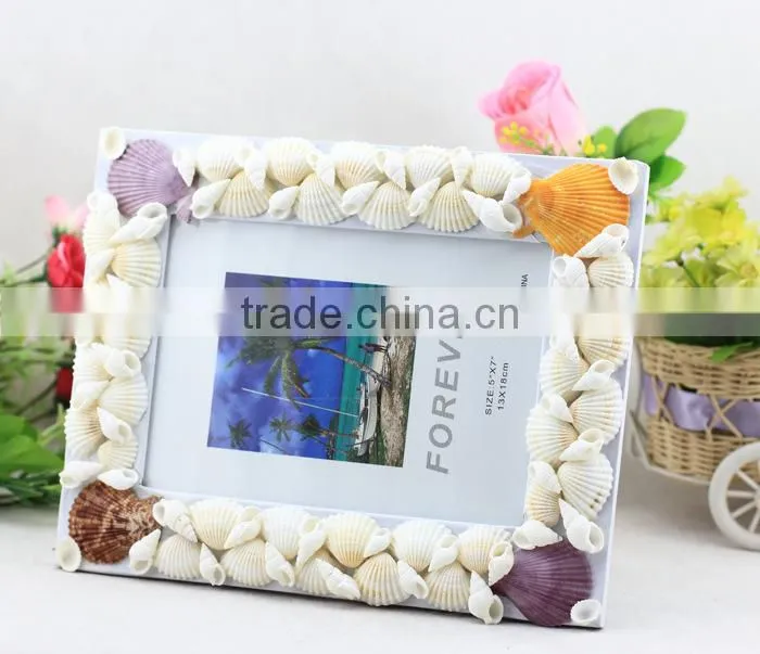Hot Sale Beautiful Shell Powder Pearl Picture Frame Wholasale Creative Picture Frame Souvenir Picture Frame
