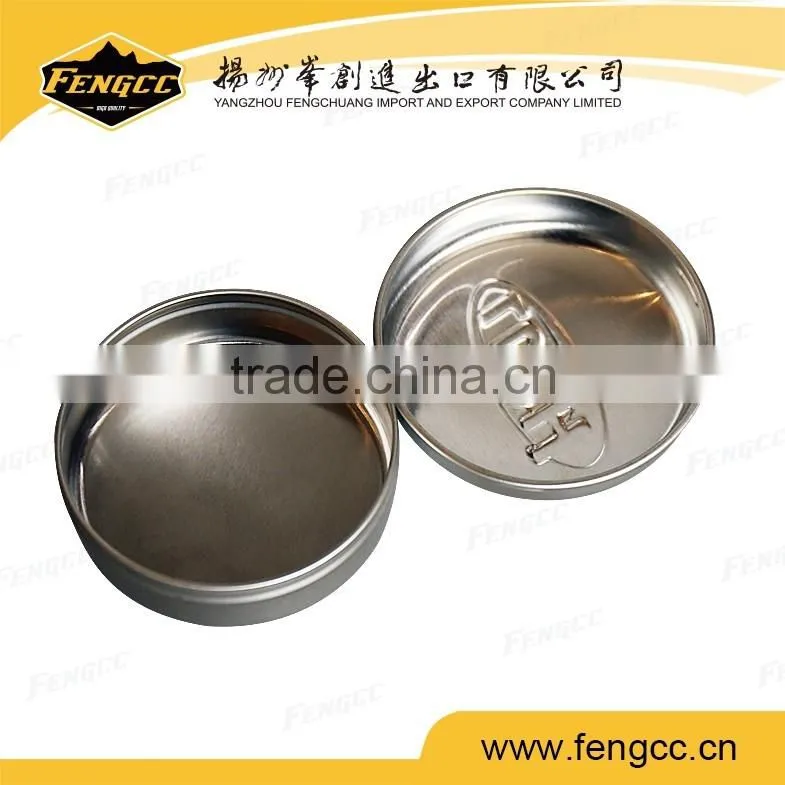 Metal tinx box for round shape logo embossed