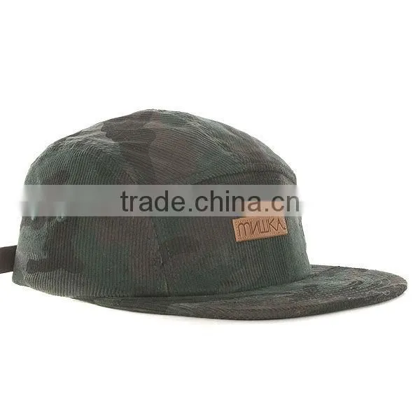 5 panel hat flat brim custom corduroy camo print 5 panel caps