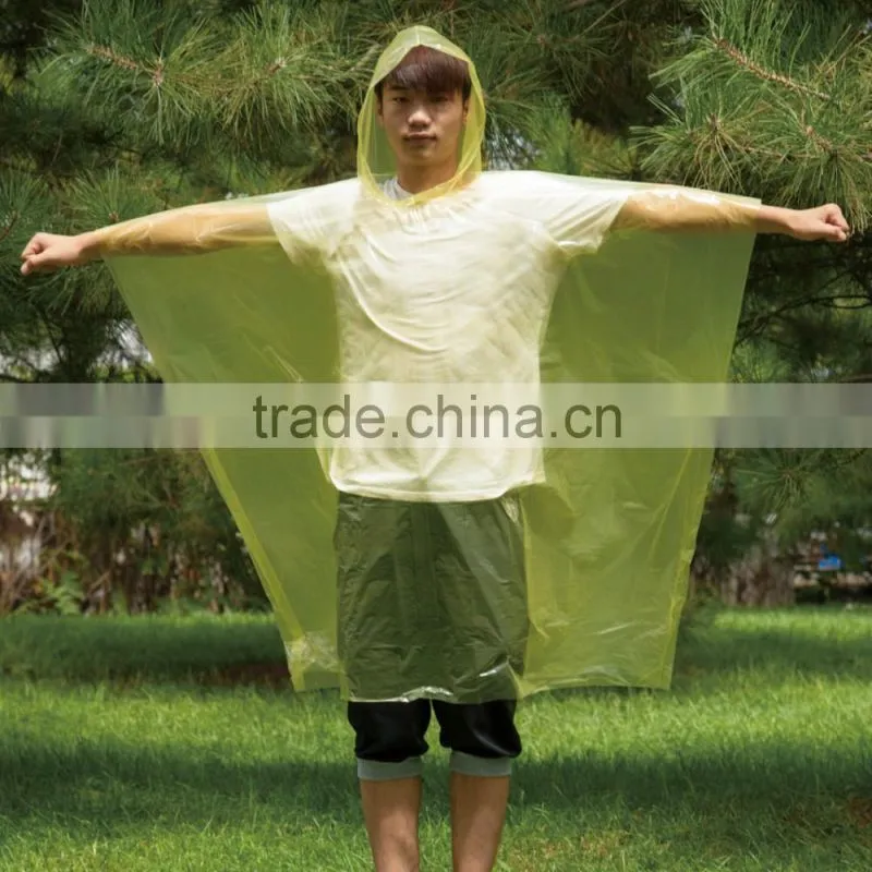 Waterproof portable kids PVC raincoat/rain poncho with hood and print