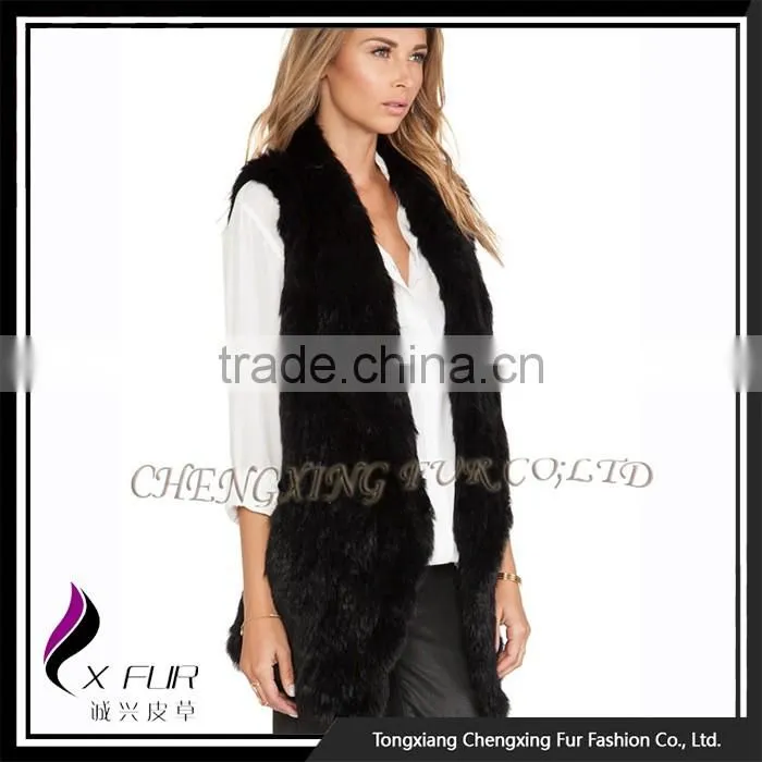CX-G-B-271C Rex Rabbit Fur Flower Elegant Women Fur Fashion Girl Waistcoat