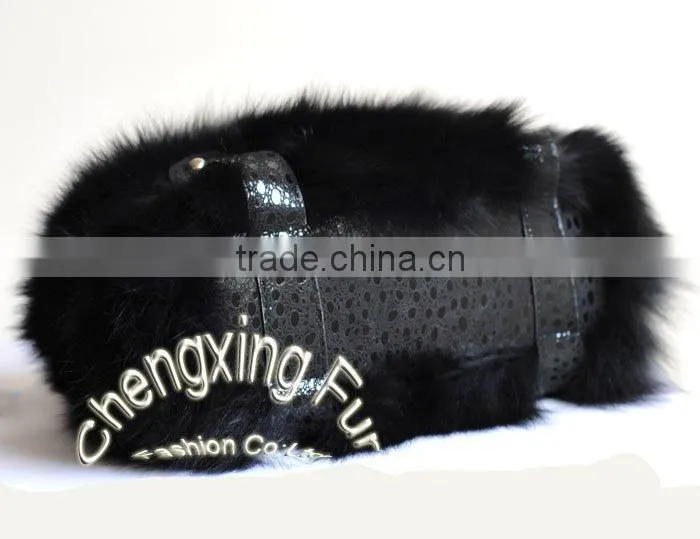 CX-H-27C 2016 Latest Fashionable Desgin Genuine Fox Fur Ladies Hand Bag