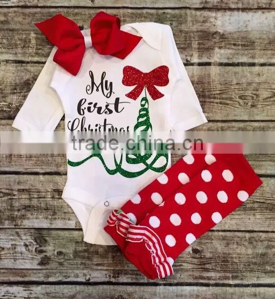New design 100% Cotton High Quality fashion Baby Clothes Christmas baby clothes set romper