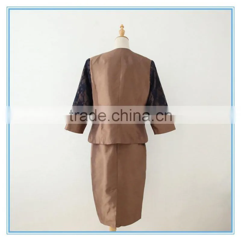 Shantung Lace Combination Classic 3 Pieces Skirt Church Suit For Women