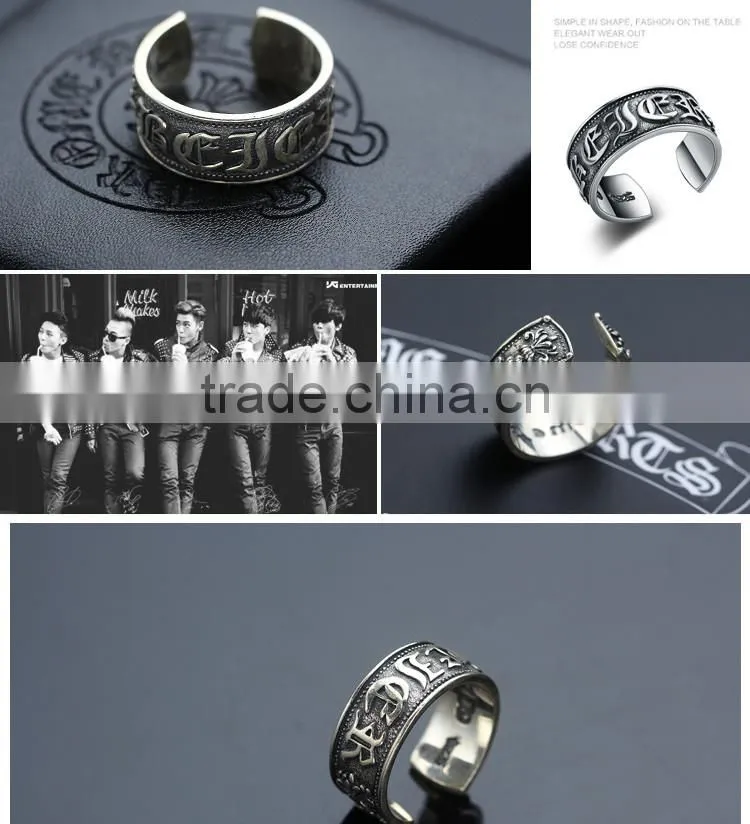 Fashion cool retro punk JEWELRY open ring sterling silver for men wholesale