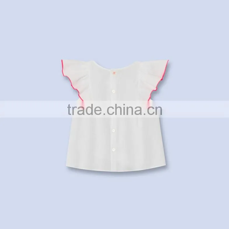 Baby Girls white Tops Children Cute blouse raglan sleeve ruffle clothes