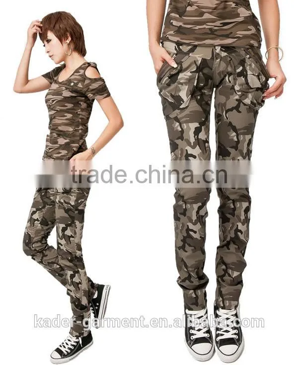 Womens New Collection Camo T shirt Off Shoulder T shirt