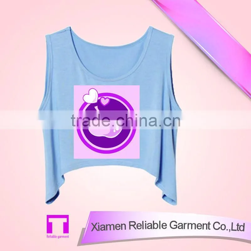 100%cotton girls clothing summer top fashion print chinese tank top cheap