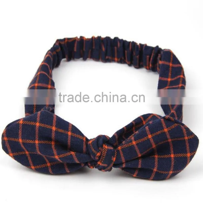 Retro Knot Bow Head Wrap ,Wholesale Checked Elastic Headband