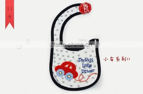 wholesale 2016 embroidery cartoon baby bibs 100% cotton