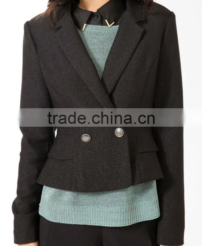 Crest Button Metallic Blazer