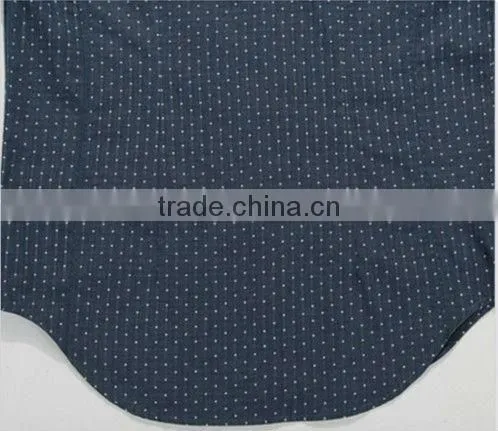latest blue 100% cotton cowboy/jeanet long sleeve casual shirts for men with dots and spread collar