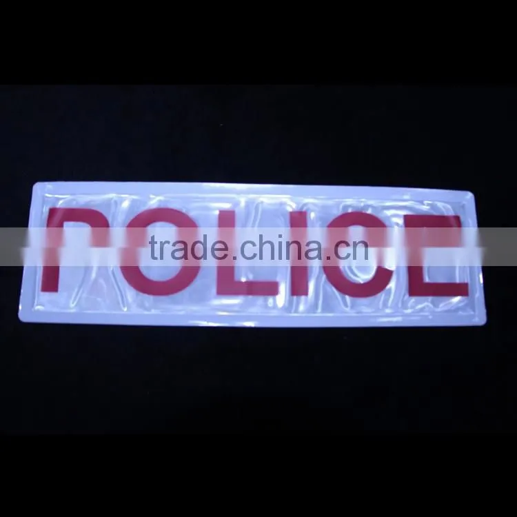 EN13356 sew on safety garment printed reflective pvc patches