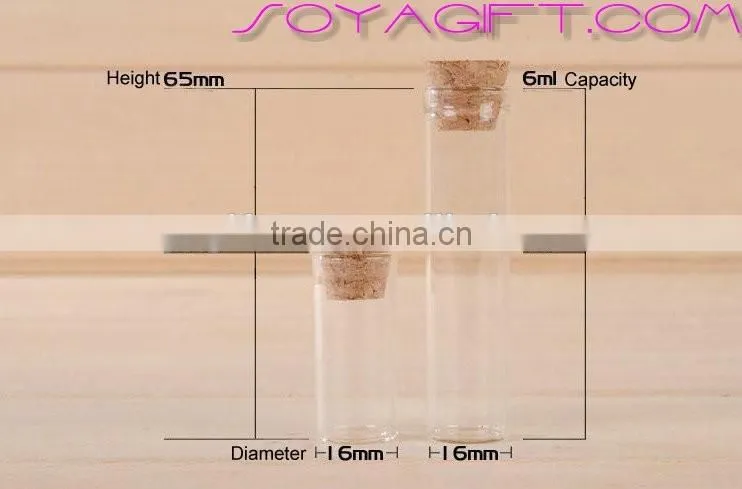 16mm Clear Glass Wishing Bottle With Cork Stopper and Test Tube for Lab