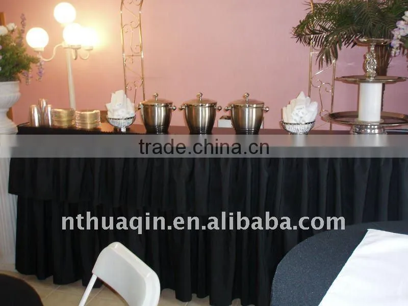 Banquet table skirting with plastic clip polyester table linen table skrits with box pleat and shirred pleat