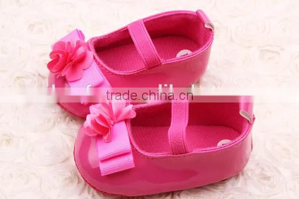 New Sweet Anti-slip Flat Flower Princess First Walkers PU Baby Newborn Shoes