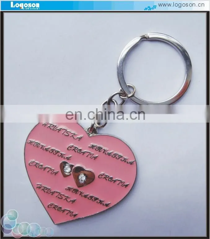 Rhinestone heart floating keychain