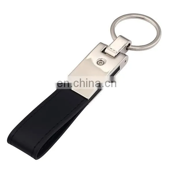 Custom design high quality bussiness metal leather pu keychain