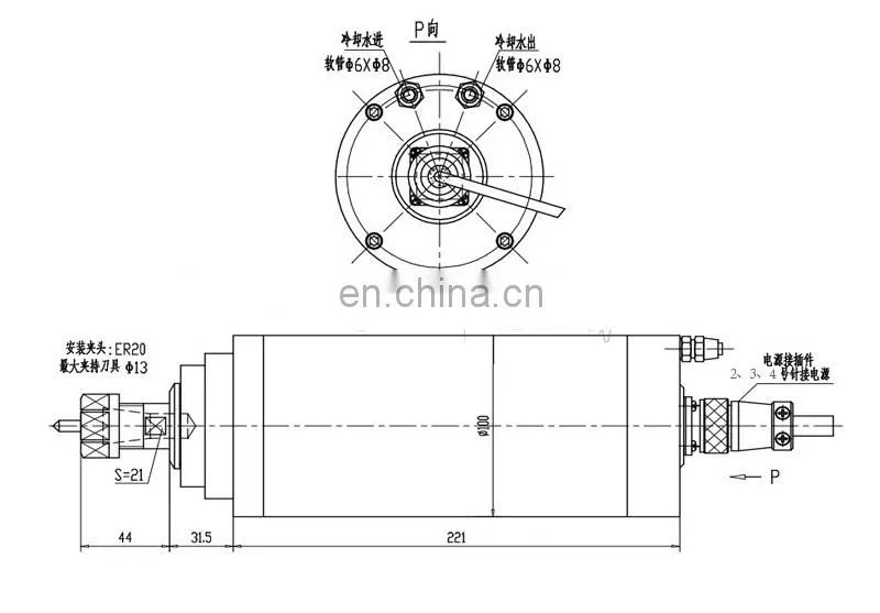 4 bearing water cooled 3KW spindle motor 220V 100MM diameter 4 pcs bearing ER20 GDZ-100-3.0