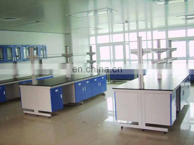 Steel Wood Lab Island Bench For University Laboratory with PVC Handle