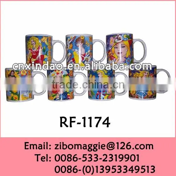 Zib Manufactures Ceramic 11oz U Shape Promotional Manly Coffee Mug wiht Zodiac Design