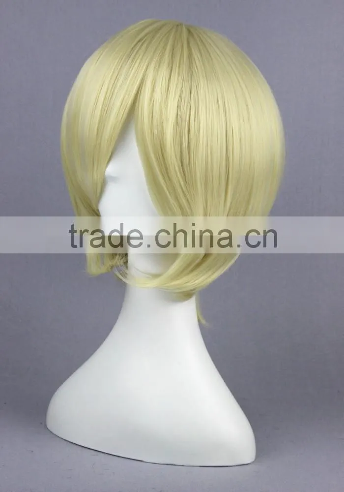 High Quality 35cm Short Straight Black Butler wig Alois Trancy Beige Synthetic Anime Wig Cosplay Costume Hair Wig Party Wig