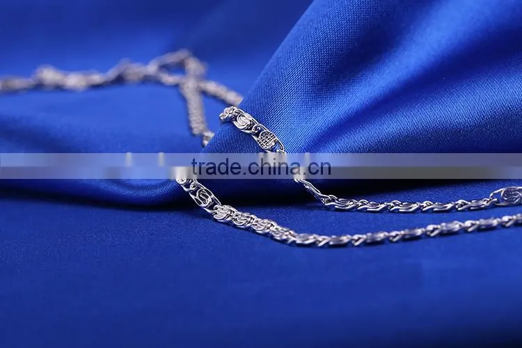 yiwu wholesale fashion jewelry rhodium plated flat chain beautiful necklace