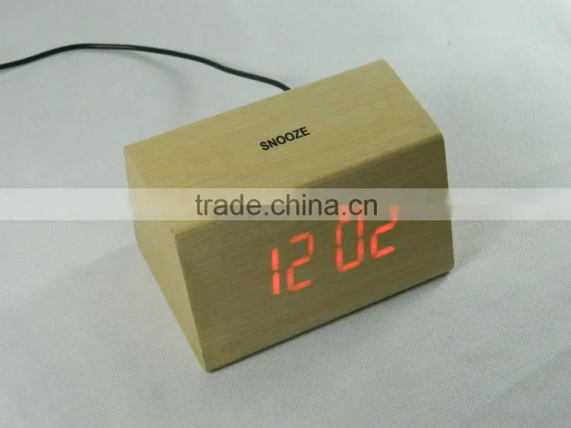 WL1226T Hot Sale Nature Wood Sensor Touch Table Clock