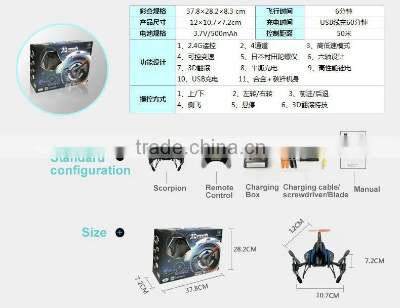 China Manufacture 4CH 6 Axis RC Quadrocopter UFO with Gyro RC Scorpion RC Helicopter RC Toy