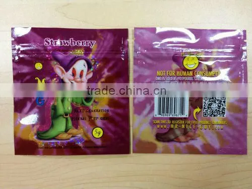 11g OMG potpourri bag /Mr.nice guy herbal incense bag with heat sealed