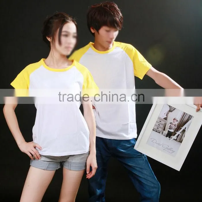Whosale custom Sublimation 100% polyster Raglan T-shirt lover match, parent-children match and family dress