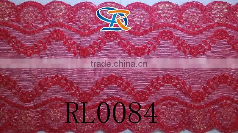 embroiodery technics Chinese red wide spandex bra lace trim