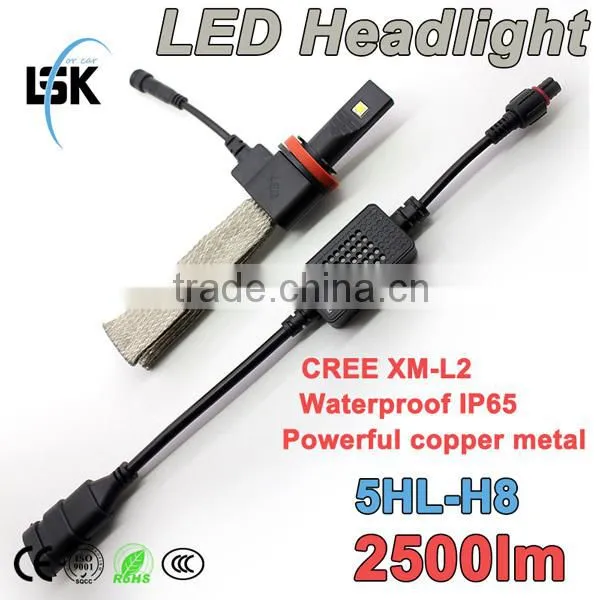 Newest High Power 2500lm Universal Car h8 led auto light DC 12v factory wholesales