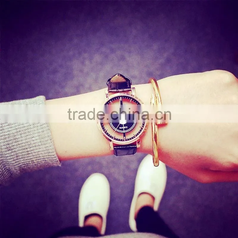 ROSIVGA Korean Transparent Hollow Skeleton dress Wristwatch men Women Watches Fashion Casual Leather Couple clock Dress Watch