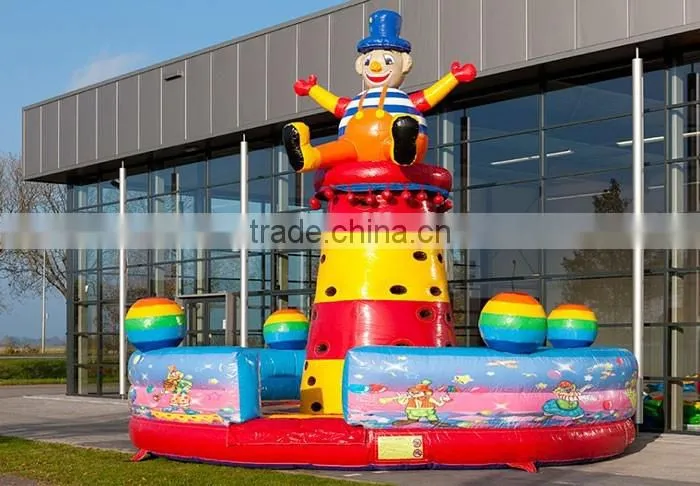 Hot sale kids inflatable floating climbing wall inflatable climbing tower clown for sale
