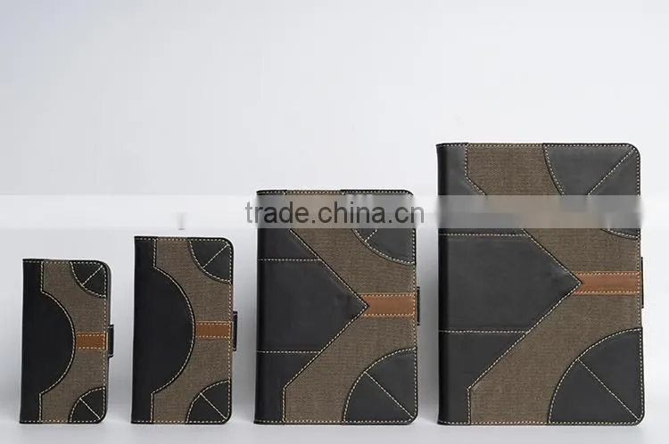 Full-grain cowhide leather with retro 18oz waxed canvas case for iPhone 6s plus handmade waxed canvas bag case for mobile phone