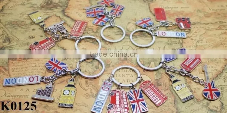 Best Selling Alloy Keychain Products Cute London England Flag & Phone Box Charms Metal Keychain K0126