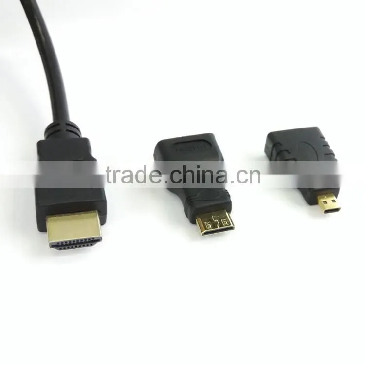 Digital mini micro hdmi component 3 in 1 hdmi converter cable for mobilephone camera computer monitor