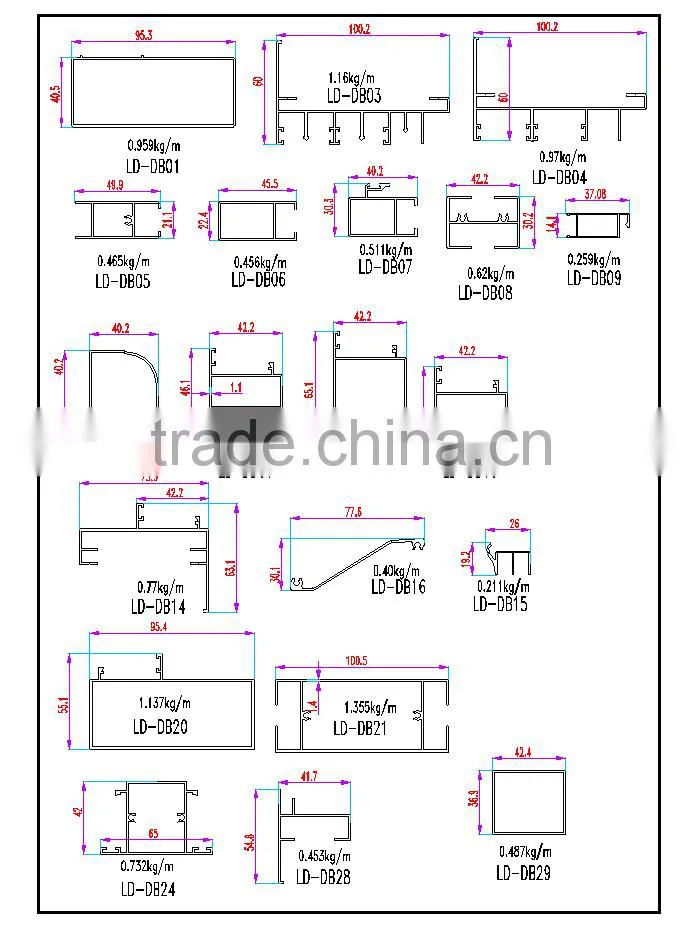 Cabinet, Kitchken,Window and Door aluminum extrusion profile for Middle East UAE Dubai Market