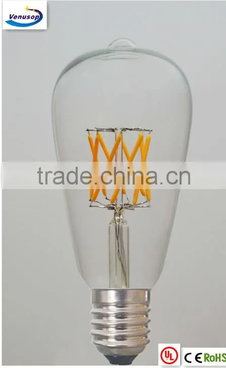 vintage Edison 120V E26 led filament bulbs dimmable full glass ETL ST64 led filament bulb lights lamp energy saving 2700K for US