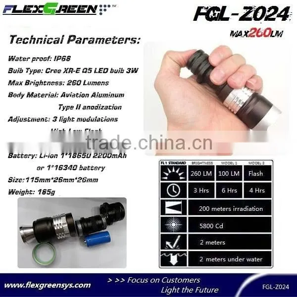 18650 battery magnet switch Q5 led flashlight