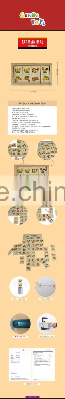 Hot selling educational wooden toys farm animal Domino